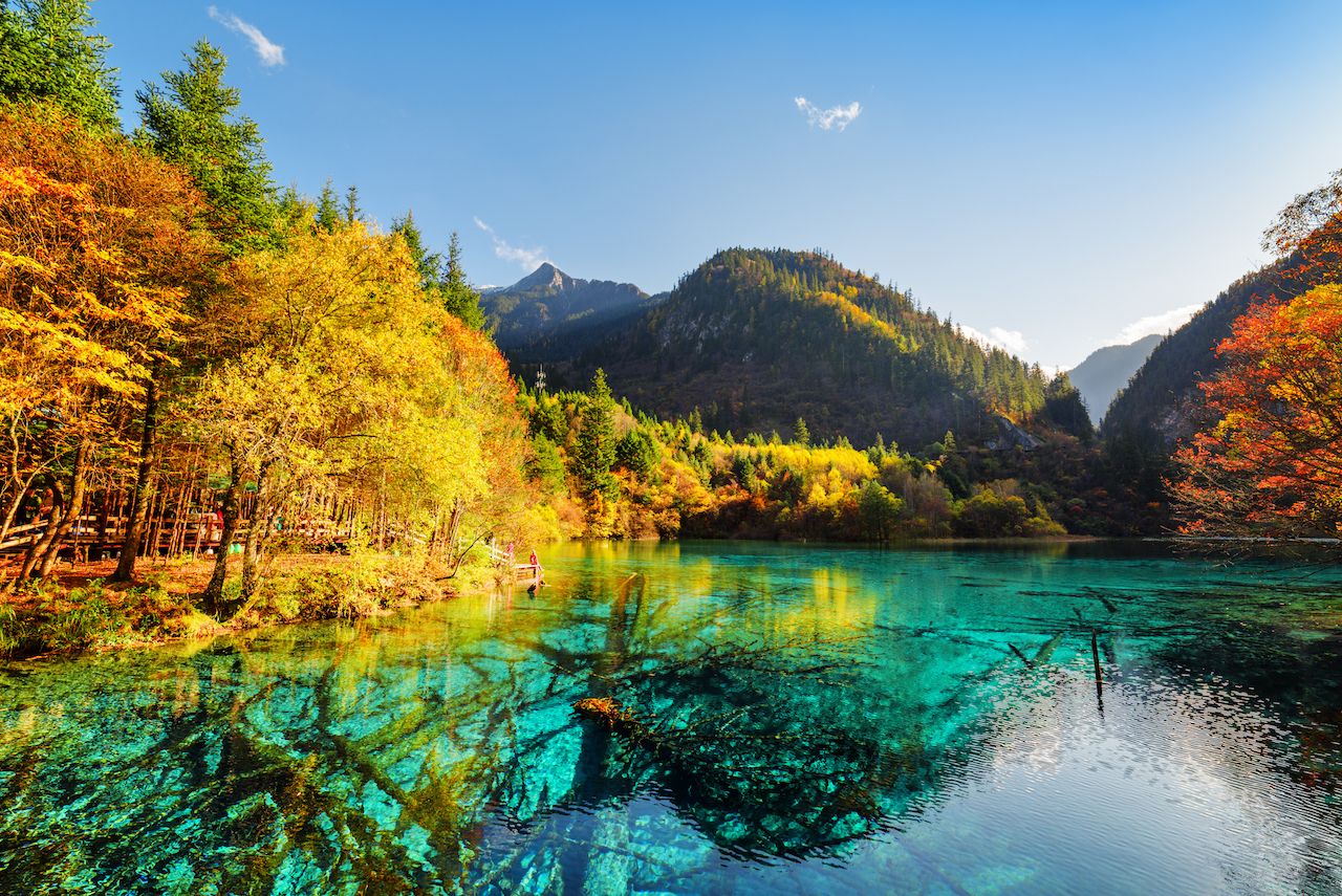 Five Flower Lake in Jiuzhai Valley National Park in China